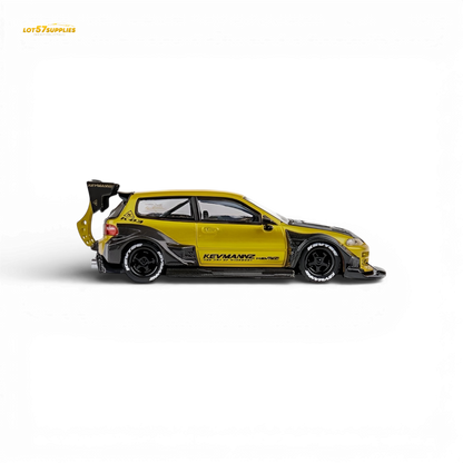DCM Kevmannz Civic EG Ver.1 Gold Carbon Fiber Long Tail 1:64 - Evergreen Kings