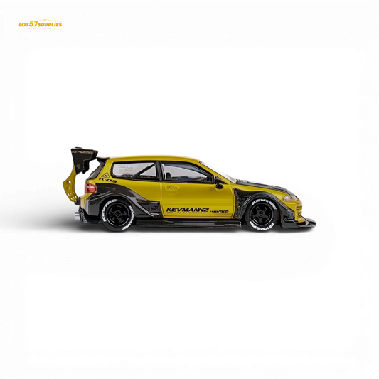 DCM Kevmannz Civic EG Ver.1 Gold Carbon Fiber Long Tail 1:64 - Evergreen Kings