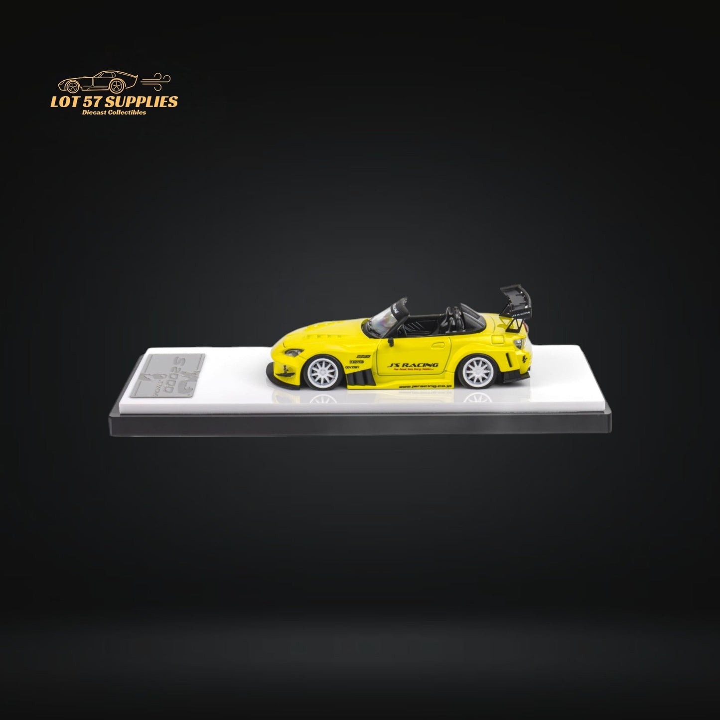 Yellow pearl Honda S2000 JS Racing Microturbo diecast car, 1:64 scale, detailed miniature model by Lot57Supplies Diecast Shop