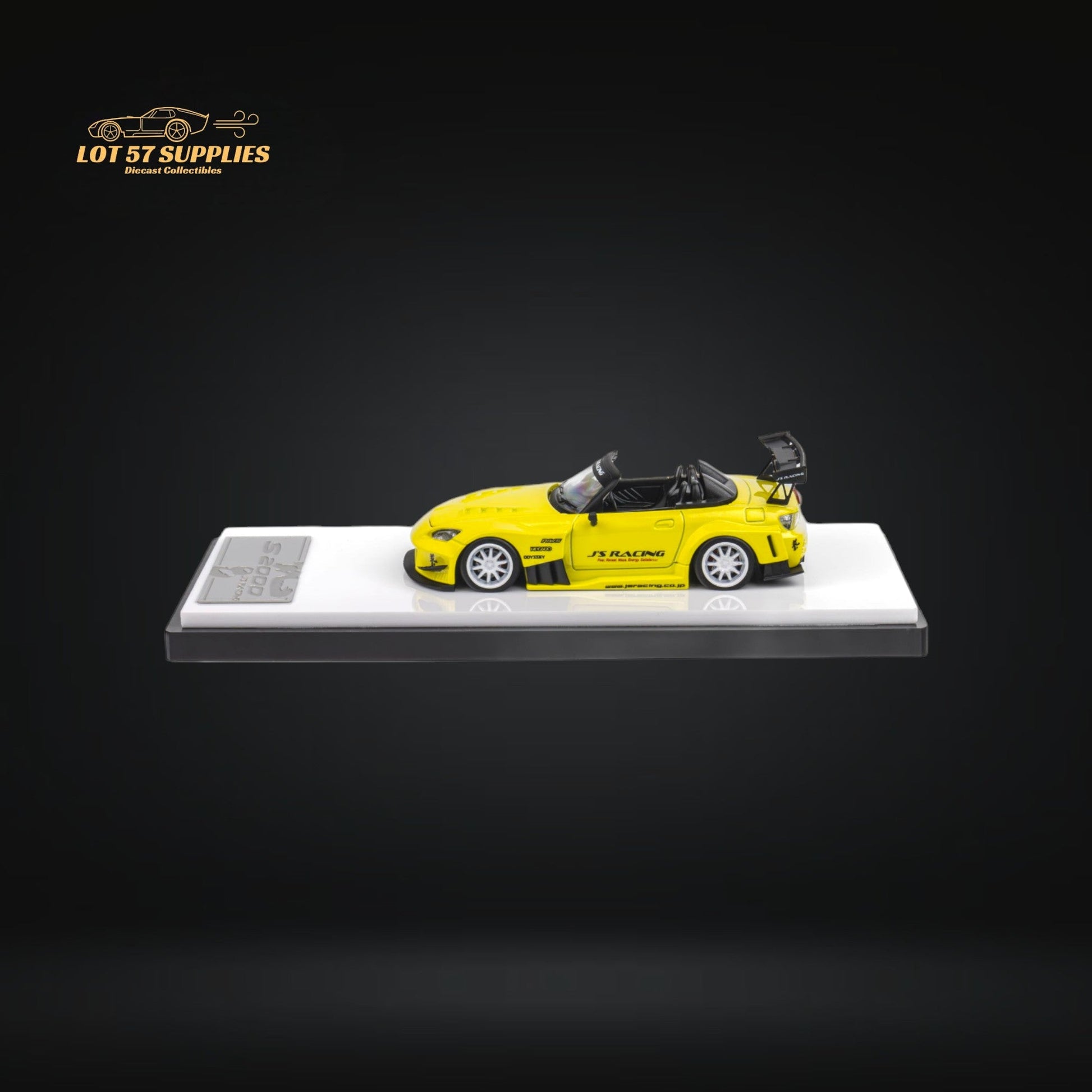 Yellow pearl Honda S2000 JS Racing Microturbo diecast car, 1:64 scale, detailed miniature model by Lot57Supplies Diecast Shop