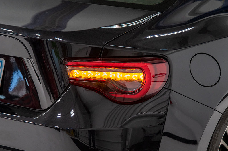 OLM OE Plus clear linear sequential tail lights for 2013–2020 FR-S, BRZ, and 86