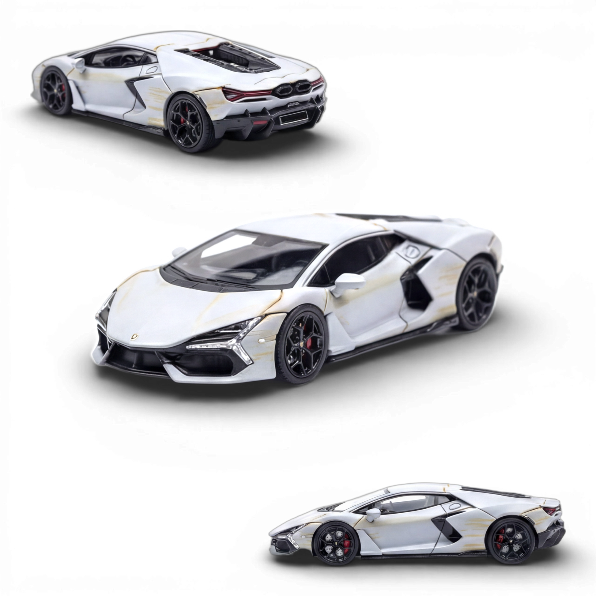 Matte gray Lamborghini Flame Revuelto 1:64 resin diecast model with detailed exterior, manufactured by Lot57Supplies Diecast Shop.