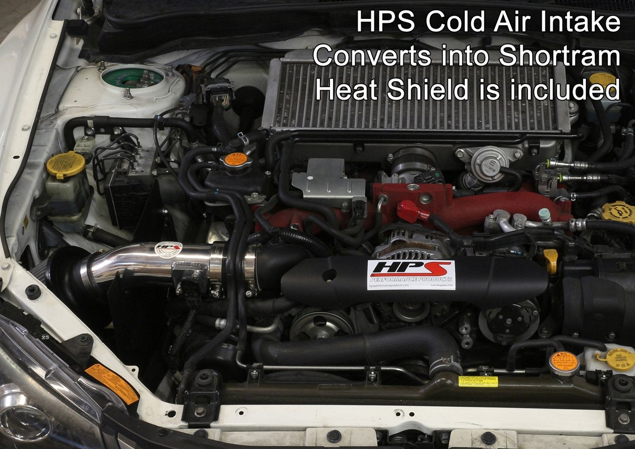 FR SPORT HPS Cold Air Intake Kit for 2008-2014 Subaru WRX 2.5L Turbo, shown with shortram conversion and intake components.