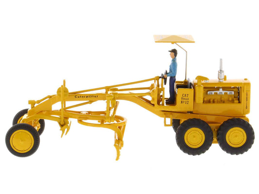CAT Caterpillar No.12 Motor Grader Yellow with Operator "Vintage Series" 1/50 Diecast Model by Diecast Masters