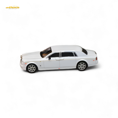White Rolls-Royce Phantom VII diecast model by Lot57Supplies, detailed 1:64 scale street weapon replica.