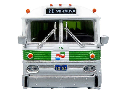 1964 MCI MC-5A Coach Bus "Golden Gate Transit" White with Green Stripes "Vintage Bus & Motorcoach Collection" Limited Edition to 504 pieces Worldwide 1/87 (HO) Diecast Model by Iconic Replicas