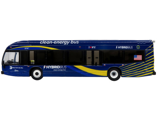 Nova Bus LFSH HEV Hybrid Transit Bus "MTA New York City" Blue with Yellow Graphics Limited Edition to 504 pieces Worldwide 1/87 (HO) Diecast Model by Iconic Replicas