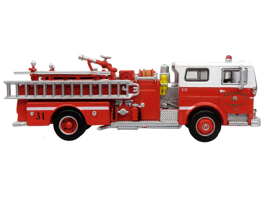 1974 Ward LaFrance Fire Engine "San Francisco Fire Department - Engine 31" Red with White Top "5 Alarm" Series Limited Edition 1/87 (HO) Diecast Model by Iconic Replicas