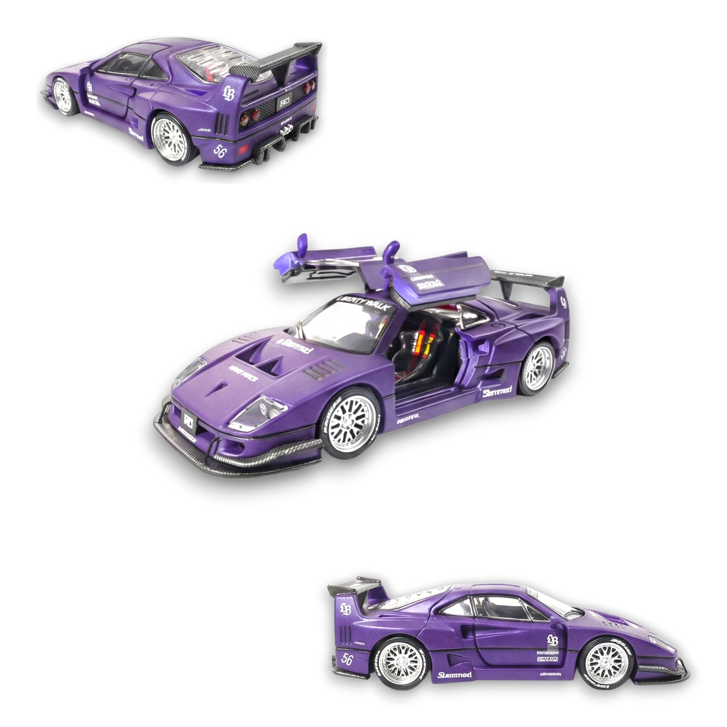 Red Ferrari Demon King Auto F40 diecast model in royal purple, detailed 1:64 scale toy car by Lot57Supplies Diecast Shop