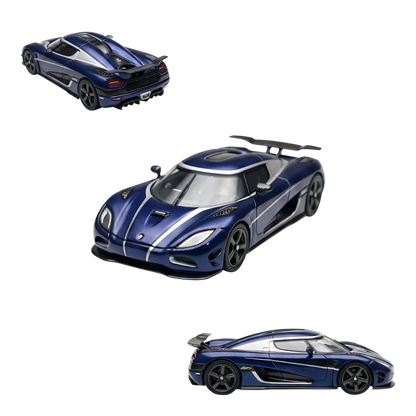 Blue carbon VMB Agera R diecast car in 1:64 scale by Lot57Supplies Diecast Shop, detailed model with sleek design and realistic features.