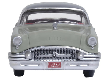 1955 Buick Century Windsor Gray and Dover White with Carlsbad Black Top 1/87 (HO) Scale Diecast Model Car by Oxford Diecast
