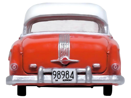 1954 Pontiac Chieftain 4 Door Coral Red with Winter White Top 1/87 (HO) Scale Diecast Model Car by Oxford Diecast