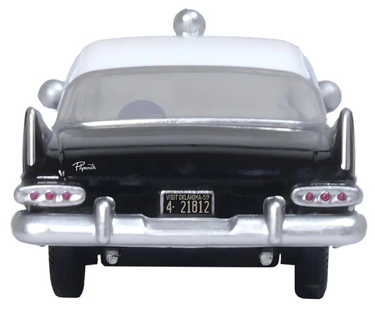 1959 Plymouth Savoy Black and White "Oklahoma Highway Patrol" 1/87 (HO) Scale Diecast Model Car by Oxford Diecast