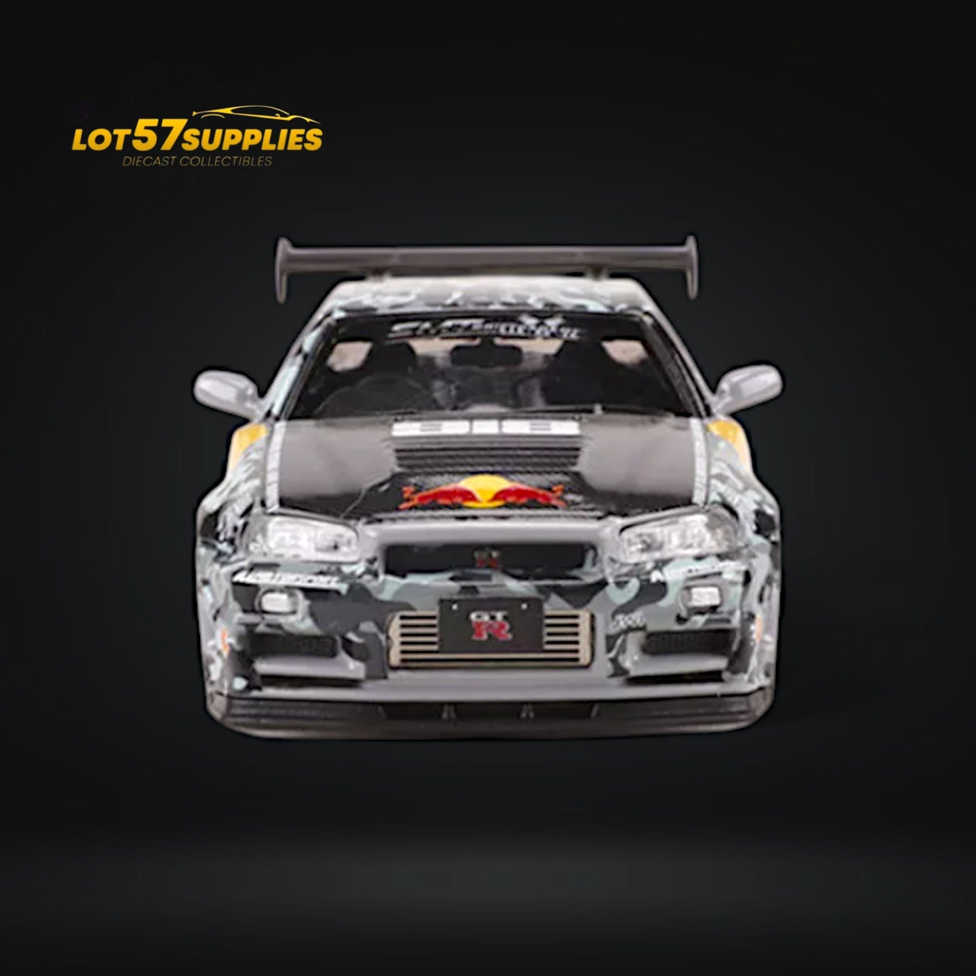 Diecast Nissan Skyline GT-R R34 Z-Tune in RB livery, 1:64 scale model by Lot57Supplies Diecast Shop, detailed and realistic.