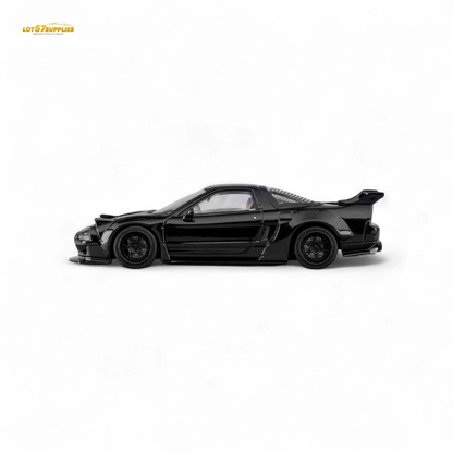 Gloss black Honda Microturbo NSX-R WideBody diecast model in 1:64 scale, detailed miniature car by Lot57Supplies Diecast Shop.