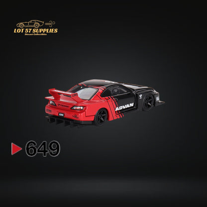 Miniature Nissan Silvia S15 LB Super Silhouette diecast model in Advan livery, 1:64 scale, from Lot57Supplies Diecast Shop.