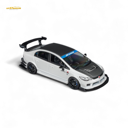 Metallic white Honda Civic Type R FD2 diecast model by Spoon Sports, 1:64 scale, from Lot57Supplies Diecast Shop.