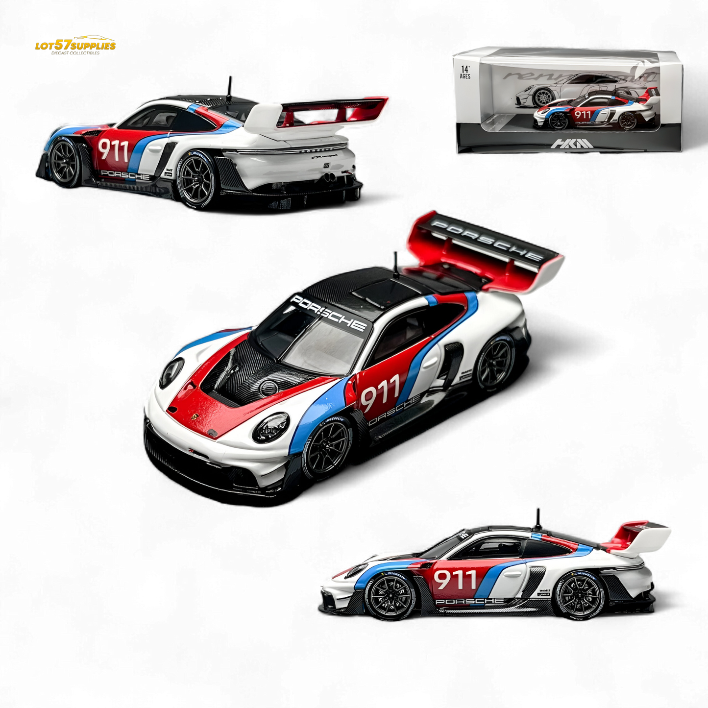 HKM Model Porsche 911 GT3 Rennsport White 1:64 - Evergreen Kings