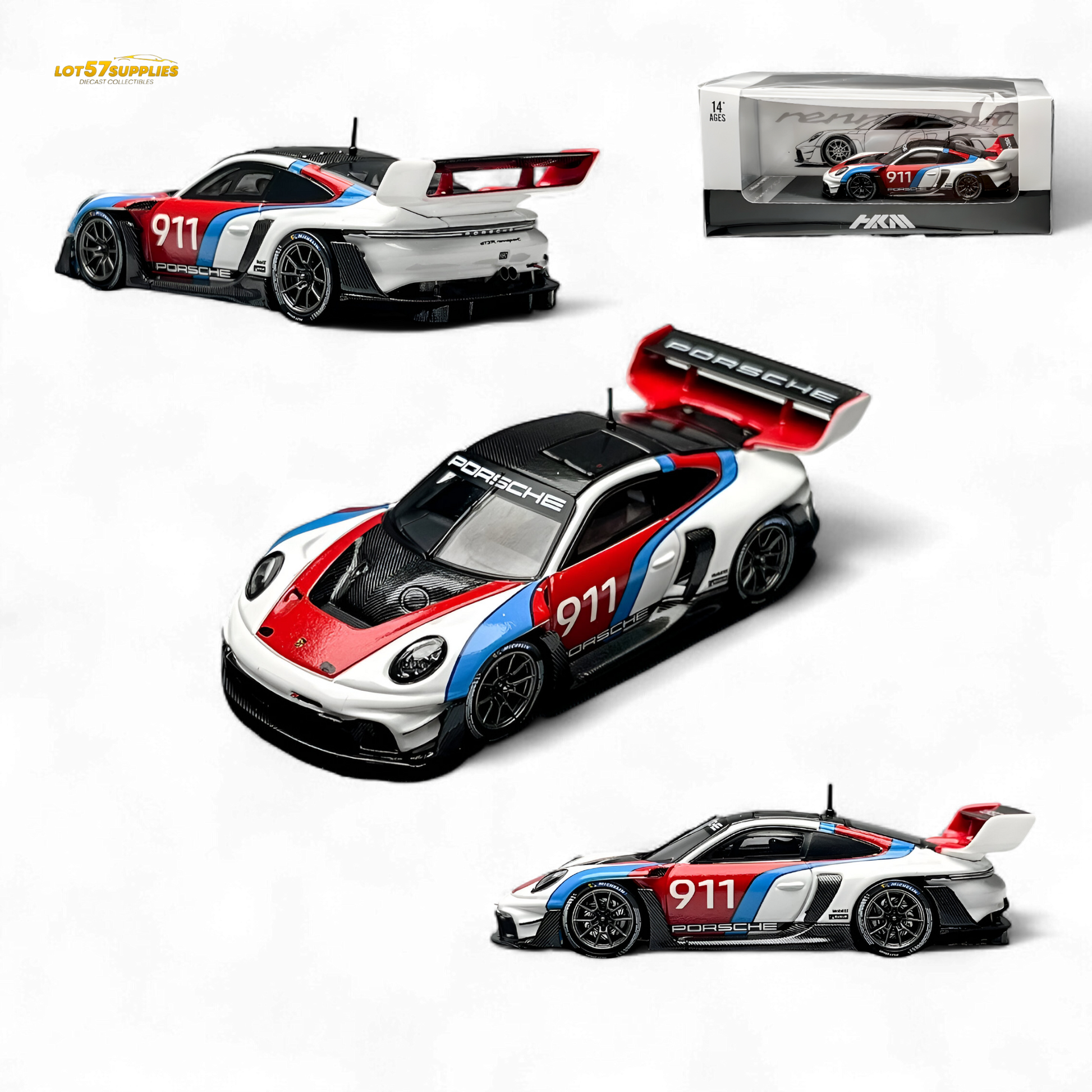 HKM Model Porsche 911 GT3 Rennsport White 1:64 - Evergreen Kings