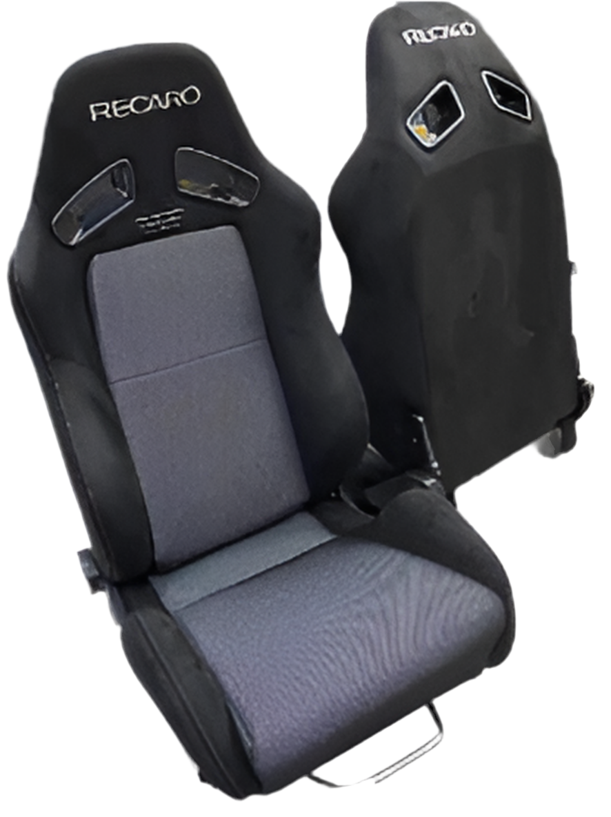 Speedzone Performance LLC 2nd Option Racing 1052 Race Master seats, black racing seats with supportive bolsters and racing harness openings.