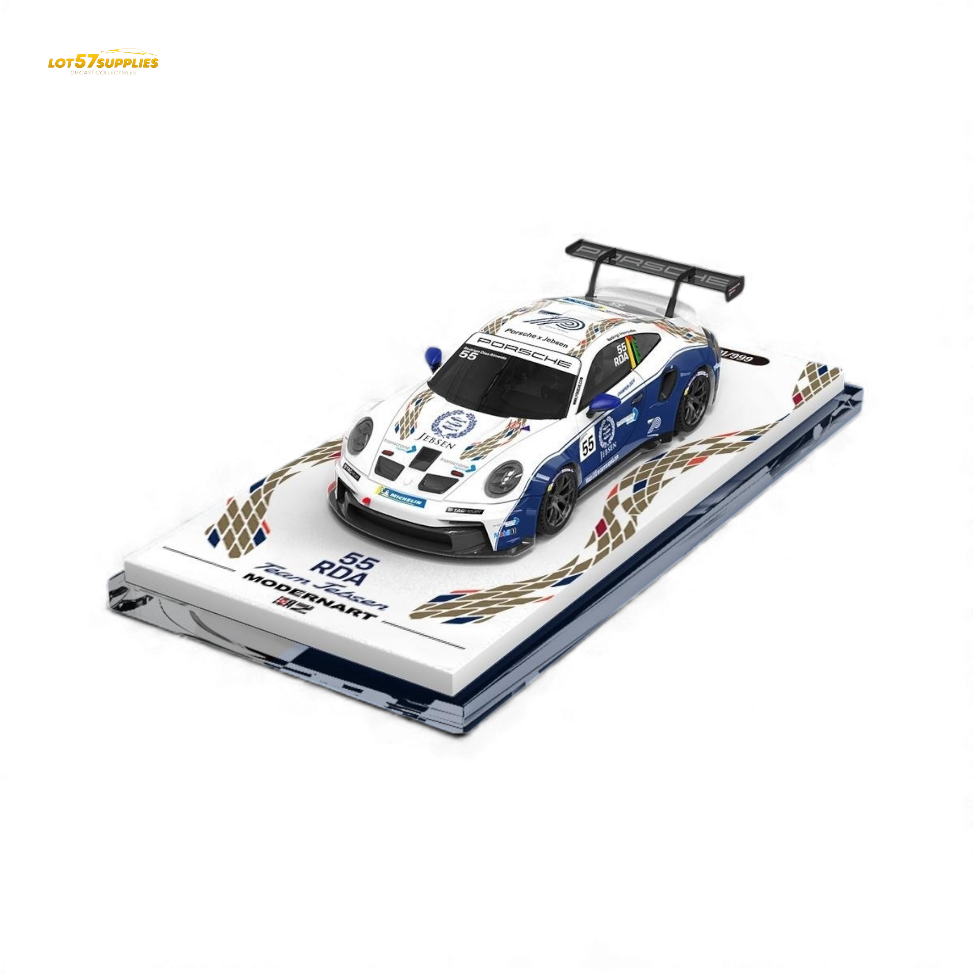 Pre-order ModernArt Porsche 911 GT3 Carrera Cup diecast model in 1:64 scale, showcasing detailed Porsche design and vibrant paint.