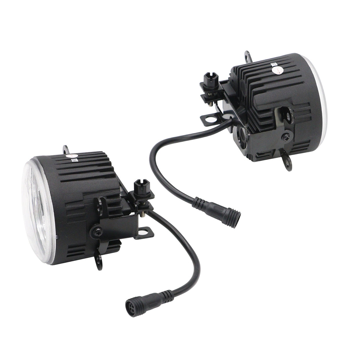 JDMuscle LED fog light housings with halo DRL for 2015-2021 WRX, STI, 2013+ BRZ, FT86, and 2014+ Forester vehicles.