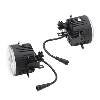 JDMuscle LED fog light housings with halo DRL for 2015-2021 WRX, STI, 2013+ BRZ, FT86, and 2014+ Forester vehicles.