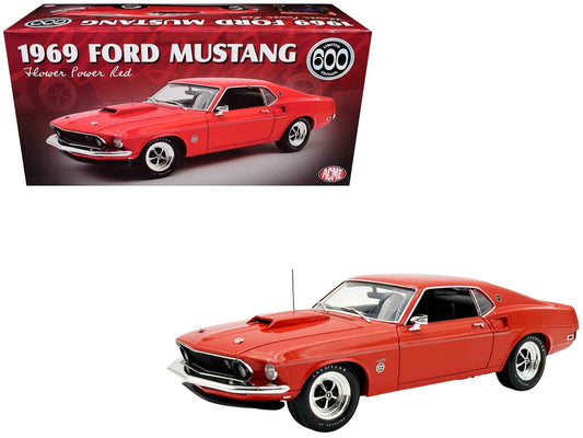 1969 Ford Mustang Limited Edition 600 Flower Power Red Limited Edition to 300 pieces Worldwide 1/18 Diecast Model Car by ACME