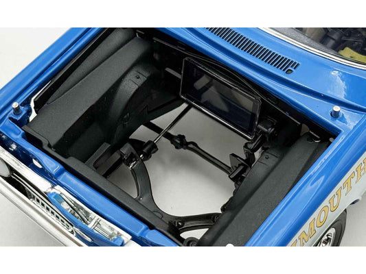 1966 Plymouth Barracuda "Hemi Hustler" Blue with White Stripes Limited Edition to 374 pieces Worldwide 1/18 Diecast Model Car by ACME