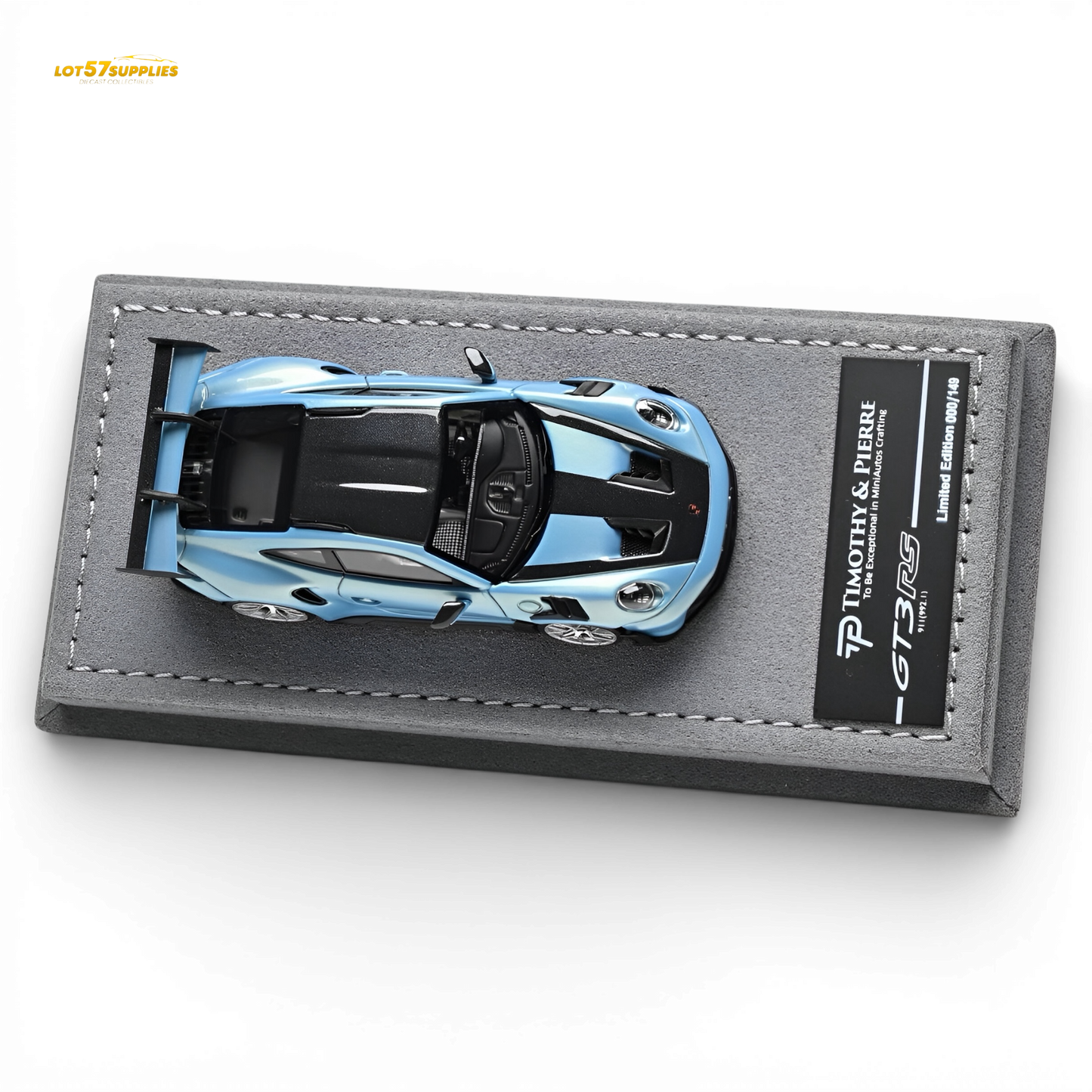 Blue Porsche 911 992 GT3 RS diecast model in 1:64 scale from Lot57Supplies Diecast Shop, detailed miniature car image.
