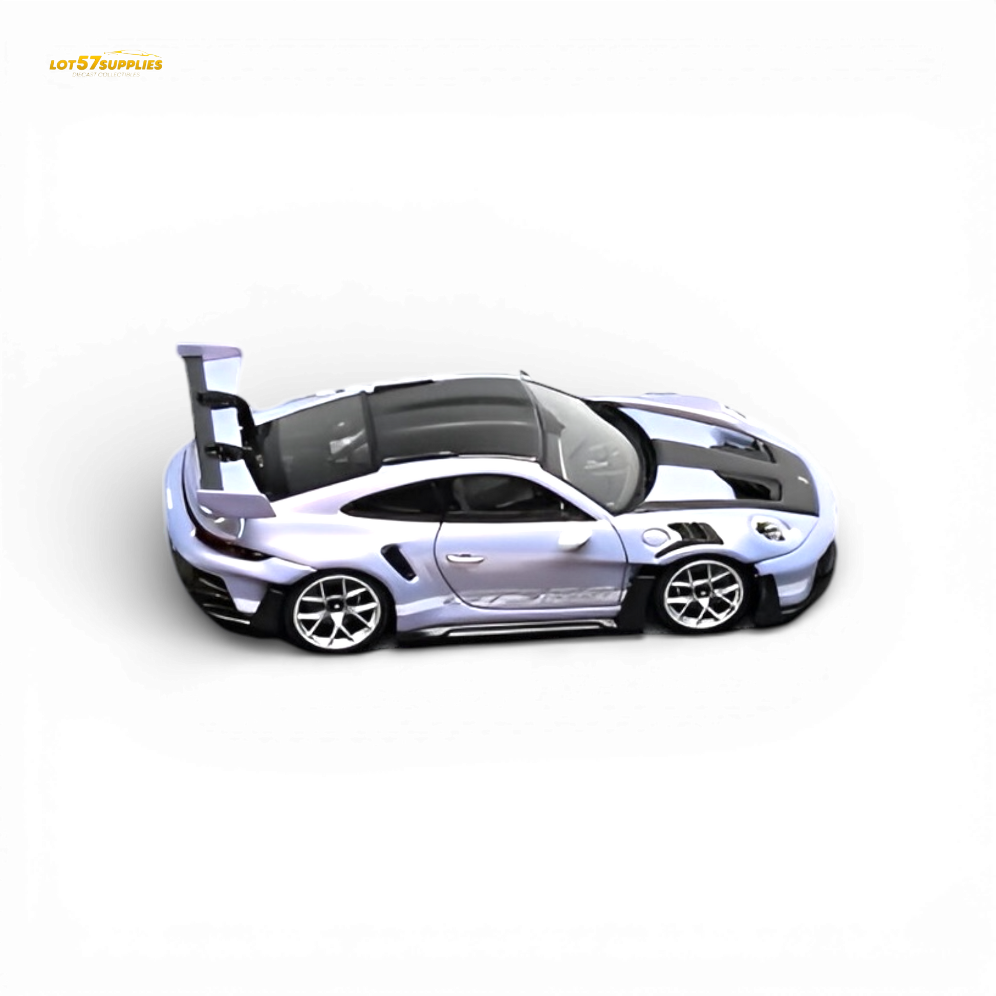 Purple 1:64 scale TP Porsche 911 992 GT3 RS diecast model by Lot57Supplies Diecast Shop, detailed view of the collectible car.