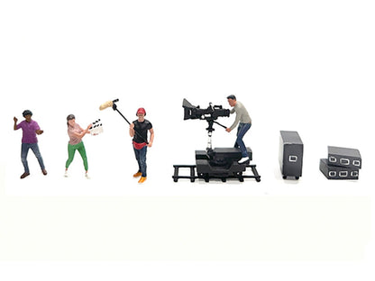 "Behind The Scenes #2" 7 piece (4 People 3 Accessories) Diecast Figures Set 1/64 Scale Models by American Diorama