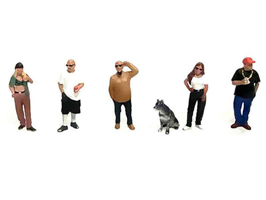 "Curbside Crowd" 6 piece Diecast Figure Set (6 Figures) Limited Edition for 1/64 Scale Models by American Diorama