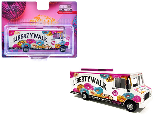 Food Truck "The LB Cafe Truck - Liberty Walk" White with Graphics 1/64 Diecast Model by American Diorama