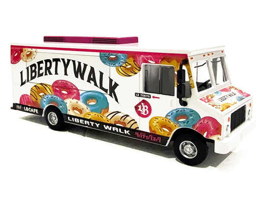 Food Truck "The LB Cafe Truck - Liberty Walk" White with Graphics 1/64 Diecast Model by American Diorama