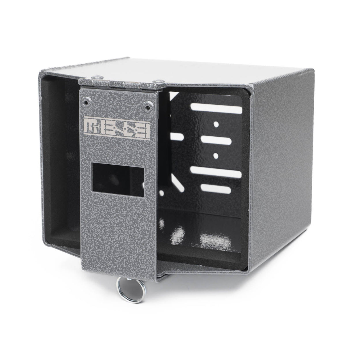 MeLe ATX30 Rally Spec battery mount with hammertone finish, designed for secure installation in automotive applications.