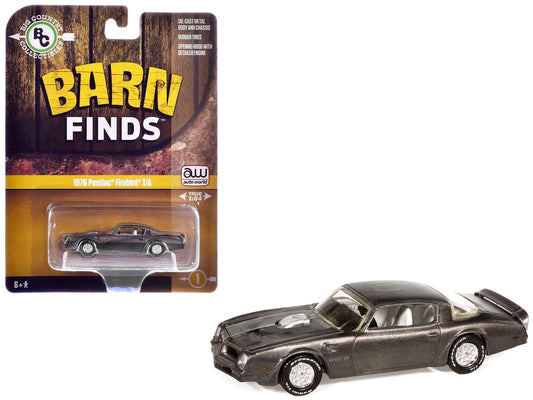 1976 Pontiac Firebird T/A "Barn Finds" Gray Metallic (Weathered) with White Interior "Big Country Collectibles" 2025 Series 1/64 Diecast Model Car by Auto World