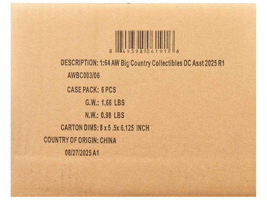 Big Country Collectibles 2025 Release 1 Set of 6 pieces 1/64 Diecast Model Cars by Auto World