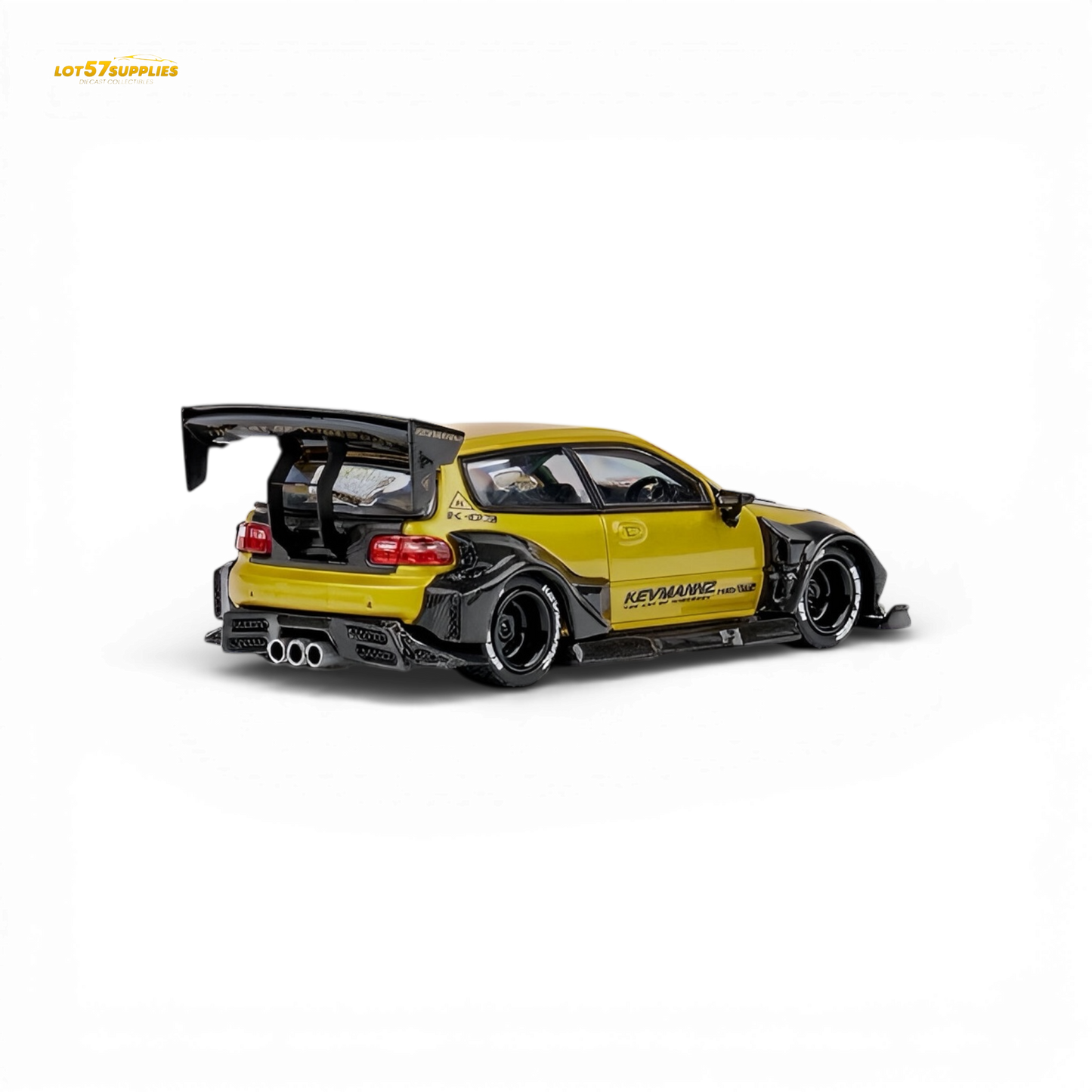 Gold carbon fiber short tail for Honda DCM Civic EG Ver.1 diecast model, detailed 1:64 scale by Lot57Supplies Diecast Shop