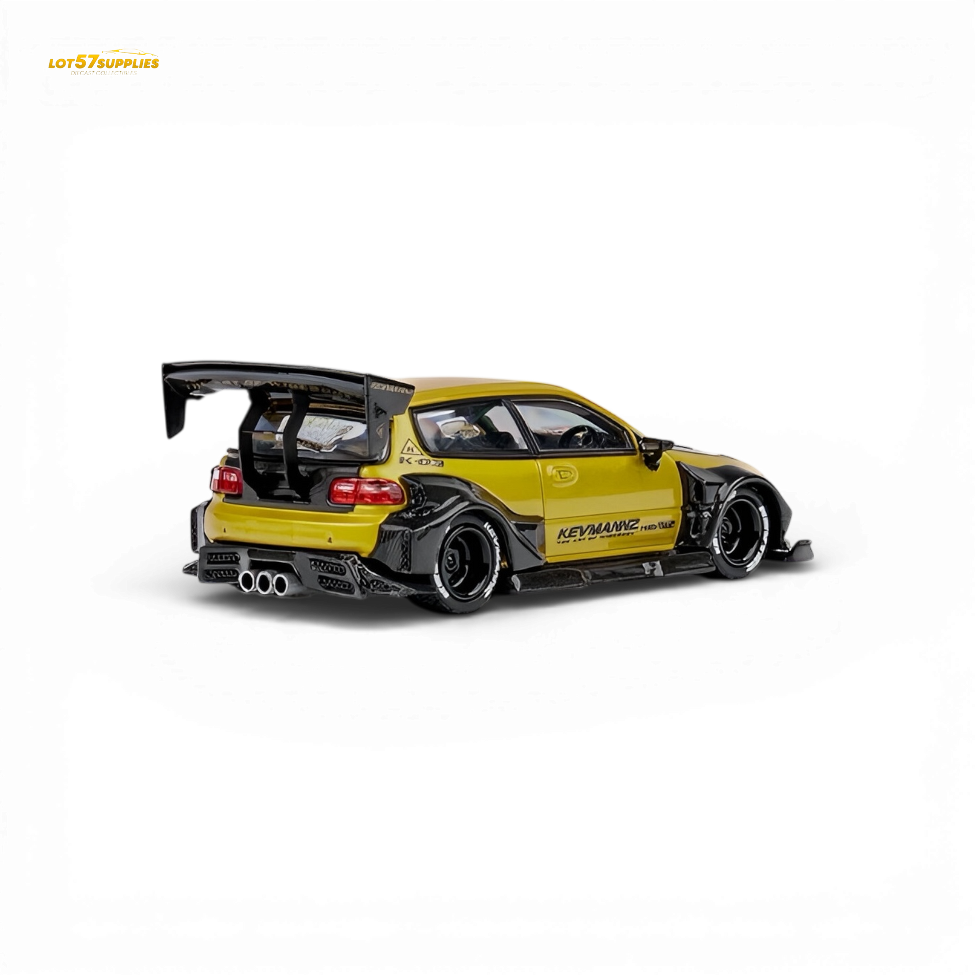 Gold carbon fiber short tail for Honda DCM Civic EG Ver.1 diecast model, detailed 1:64 scale by Lot57Supplies Diecast Shop