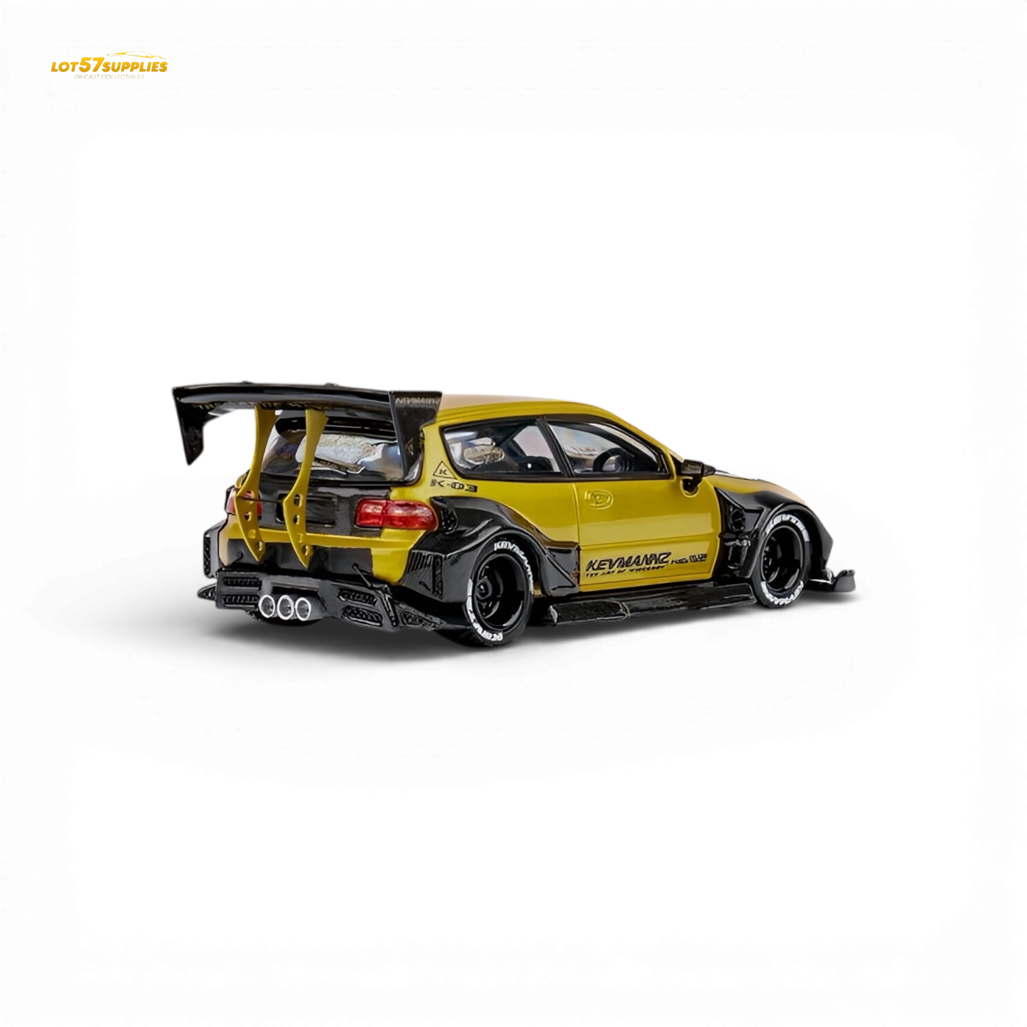DCM Kevmannz Civic EG Ver.1 Gold Carbon Fiber Long Tail 1:64 - Evergreen Kings