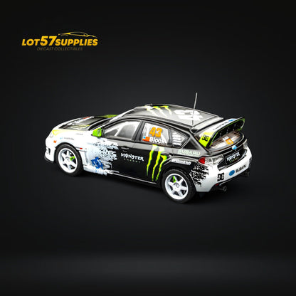 Miniature Subaru Impreza WRX STI rally car diecast model, 1:64 scale, Lot57Supplies Diecast Shop, detailed black and white design