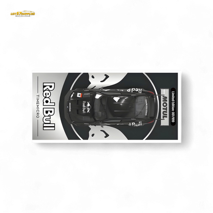 Silver BMW M4 diecast model with widebody kit and red Bull livery, 1:64 scale from Lot57Supplies Diecast Shop.