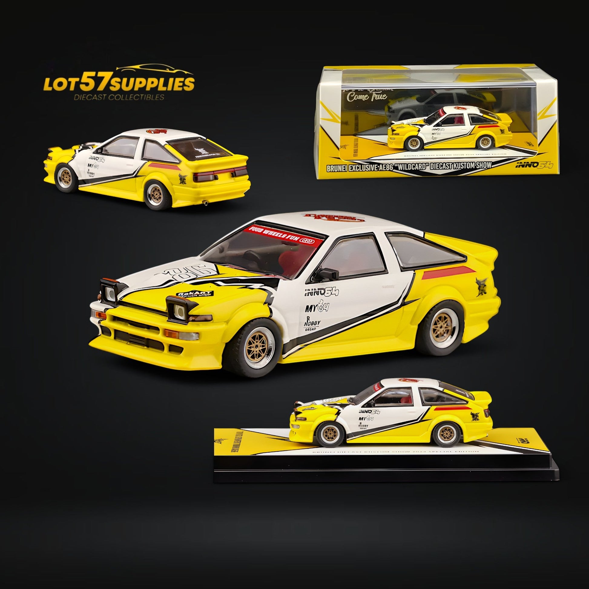 Inno64 Toyota Sprinter Trueno AE86 Brunei Diecast Kustom Show 24' 1:64 - Evergreen Kings