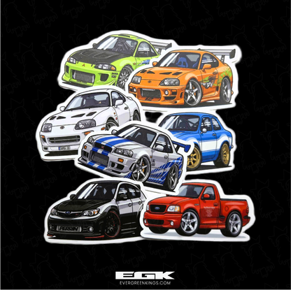 The Buster 7-Car Chibi Sticker Pack | 3" Matte Vinyl