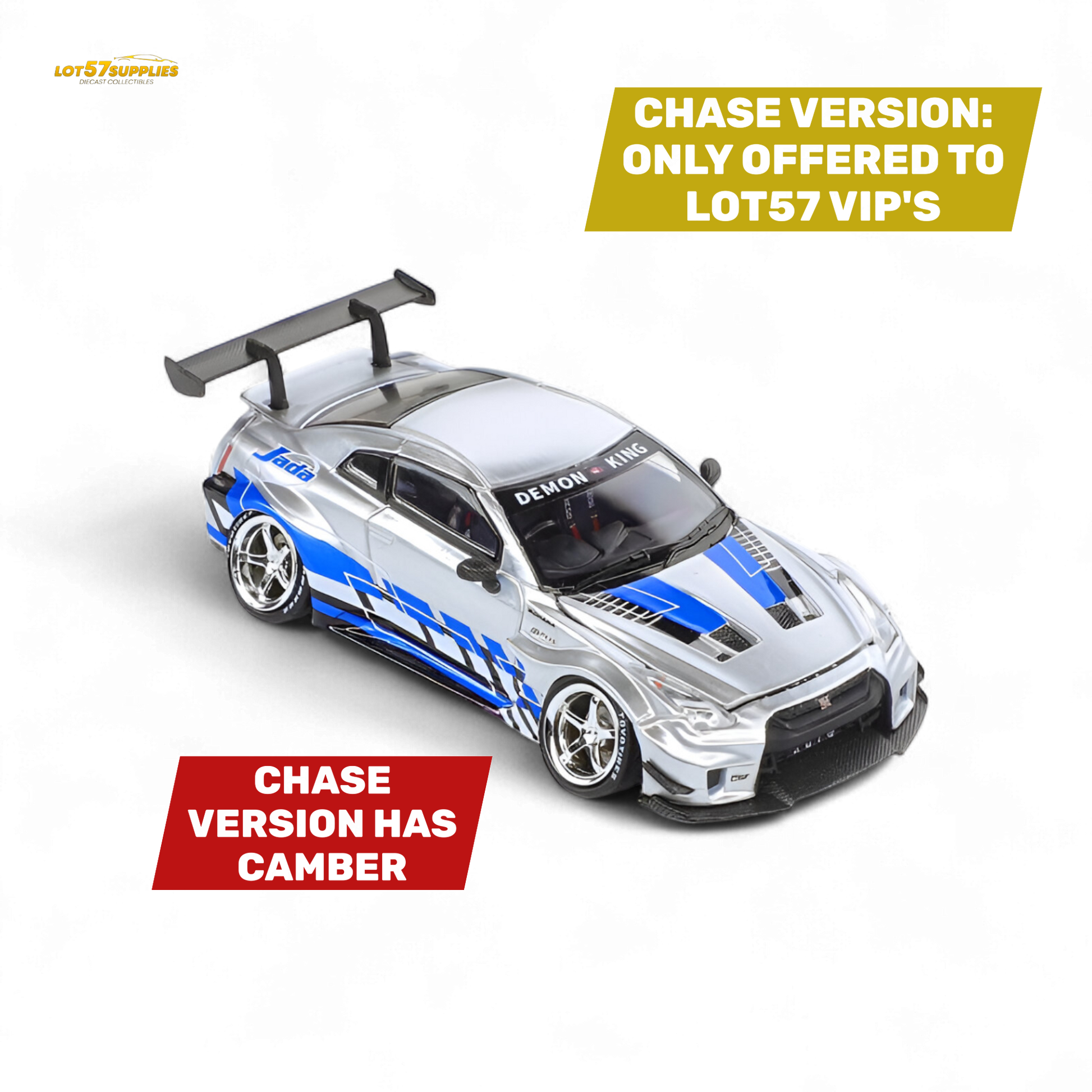 Blue Nissan Demon King Auto GTR35 RR diecast model with Blueberry livery, 1:64 scale, from Lot57Supplies Diecast Shop.