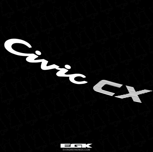 Civic CX rear badge decal by Evergreen Kings for 1992–1995 Civic EG hatchback