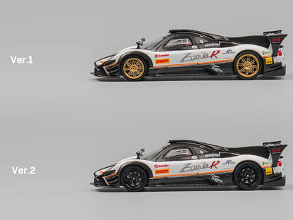 Pagani Zonda Revolucion White and Carbon with Extra Wheels 1/64 Diecast Model Car by CM Model