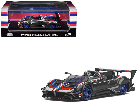Pagani Zonda Revo Barchetta Carbon with Red White and Blue Stripes 1/64 Diecast Model Car by CM Model