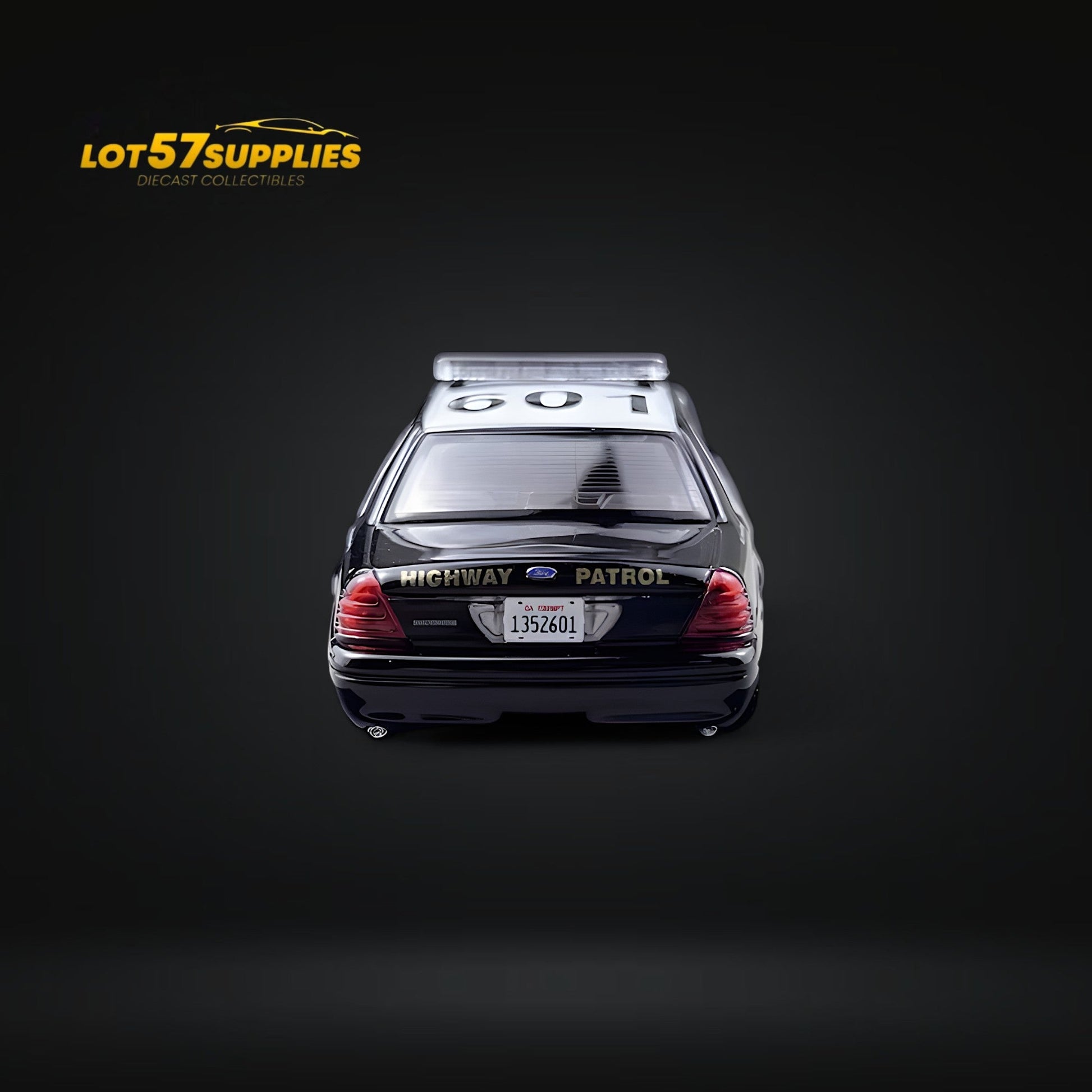 Diecast Ford Crown Victoria California State Police car in 1:64 scale by Lot57Supplies Diecast Shop, detailed police vehicle model.